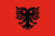 red, black two-headed eagle