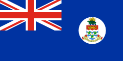 blue British ensign, coat of arms