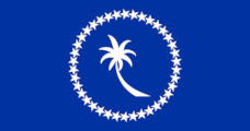 blue, ring of 38 white stars, white palm tree