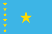 blue, yellow star, line of 6 yellow stars