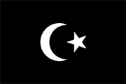 black, white crescent and star