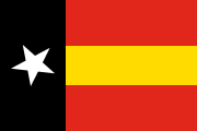 red-yellow-red, thick black stripe, white star