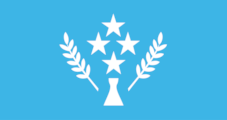 blue, ring of four white stars, white stone pillar, white fronds