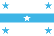 white-blue-white, white star, four blue stars