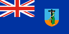 blue British ensign, coat of arms