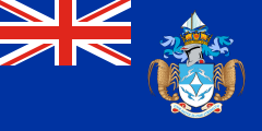 blue British ensign, coat of arms